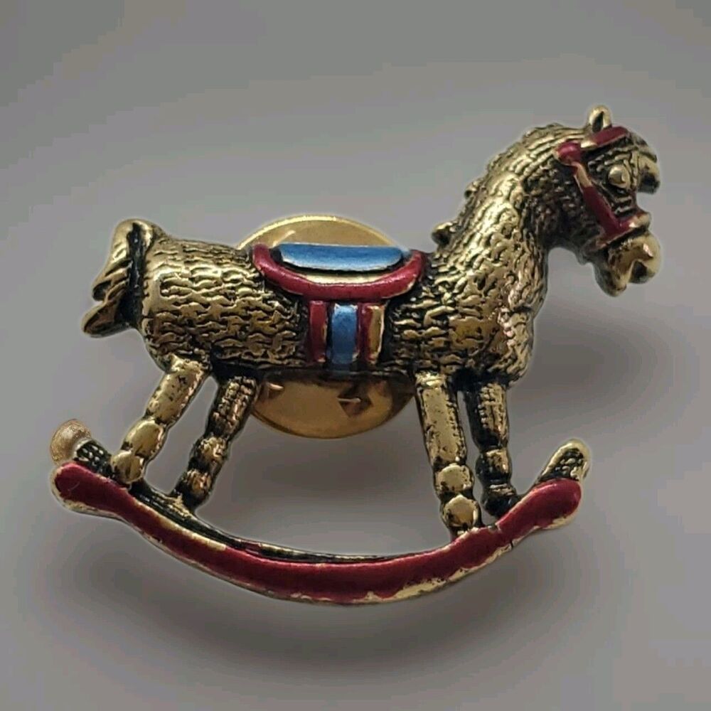 Sarah Coventry Rocking Horse Brooch Pin Gold Tone